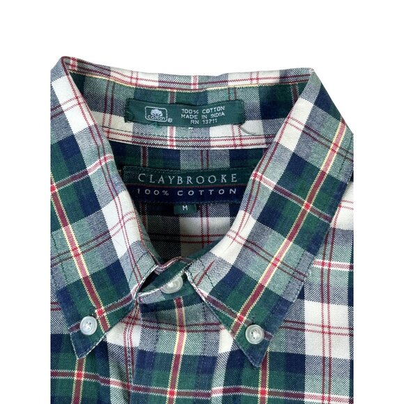 Claybrooke Button Down Green Plaid Shirt Men's Sz Med 100% Cotton Long Sleeve - Picture 3 of 7